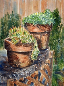 TWO CLAY POTS  10 X 14 $250 sold 